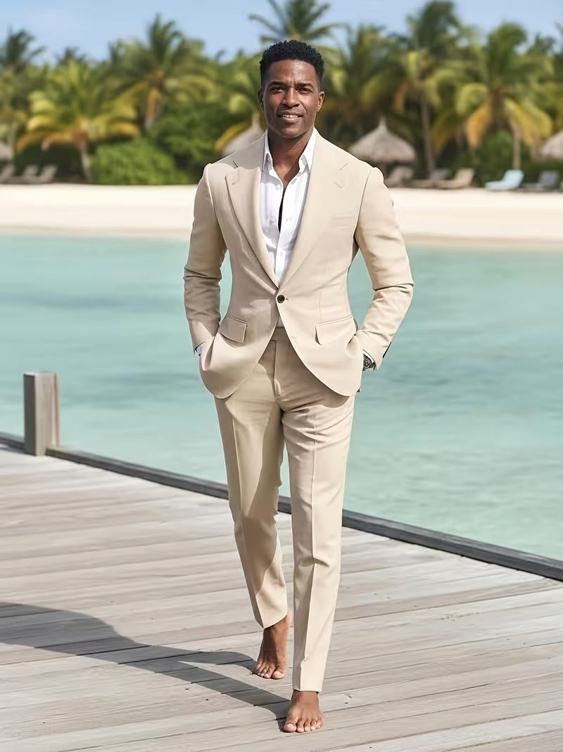 Dean | Men's Slim-Fit Two-Piece Suit, Tailored Blazer Suit | Dressific | Rosa claro