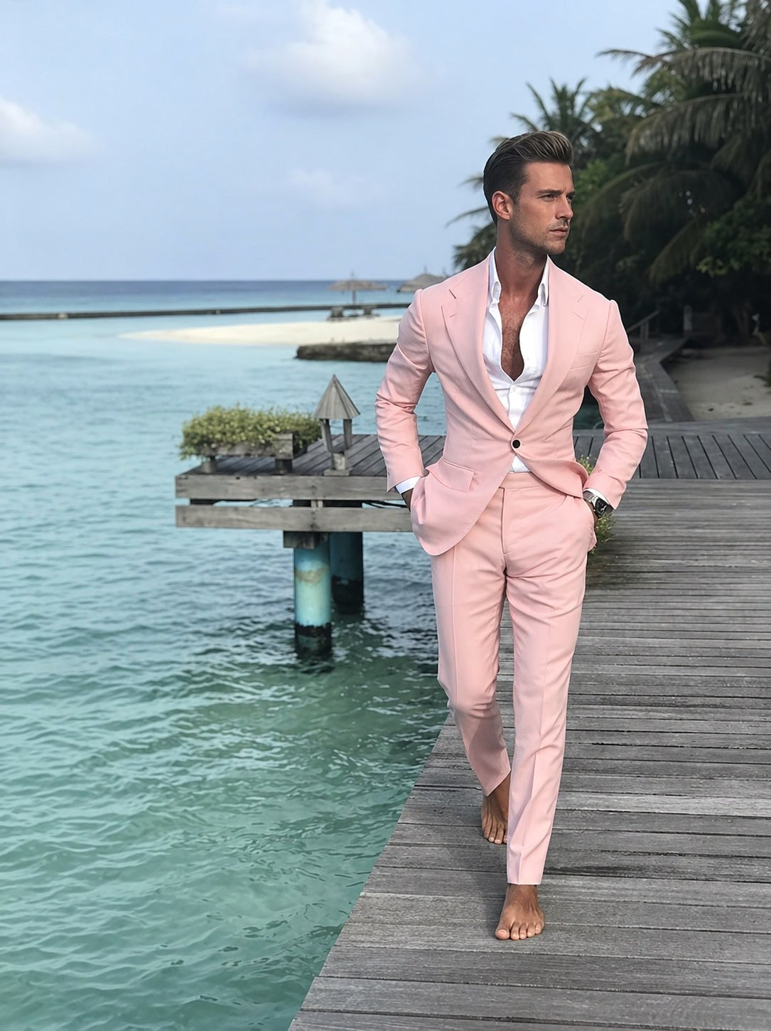 Dean | Men's Slim-Fit Two-Piece Suit, Tailored Blazer Suit | Dressific | Azul