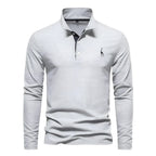 Declan | Men's Long-Sleeve Polo Shirt, Classic Collared Shirt | Dressific
