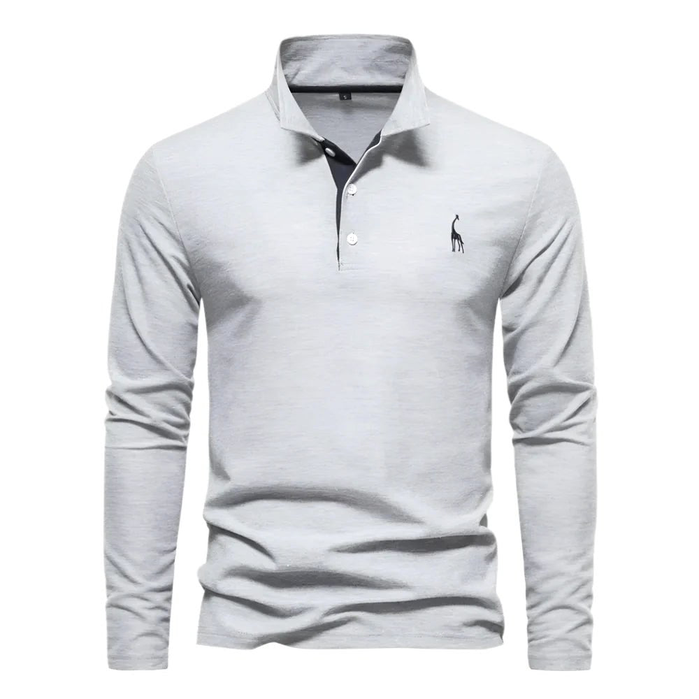 Declan | Men's Long-Sleeve Polo Shirt, Classic Collared Shirt | Dressific