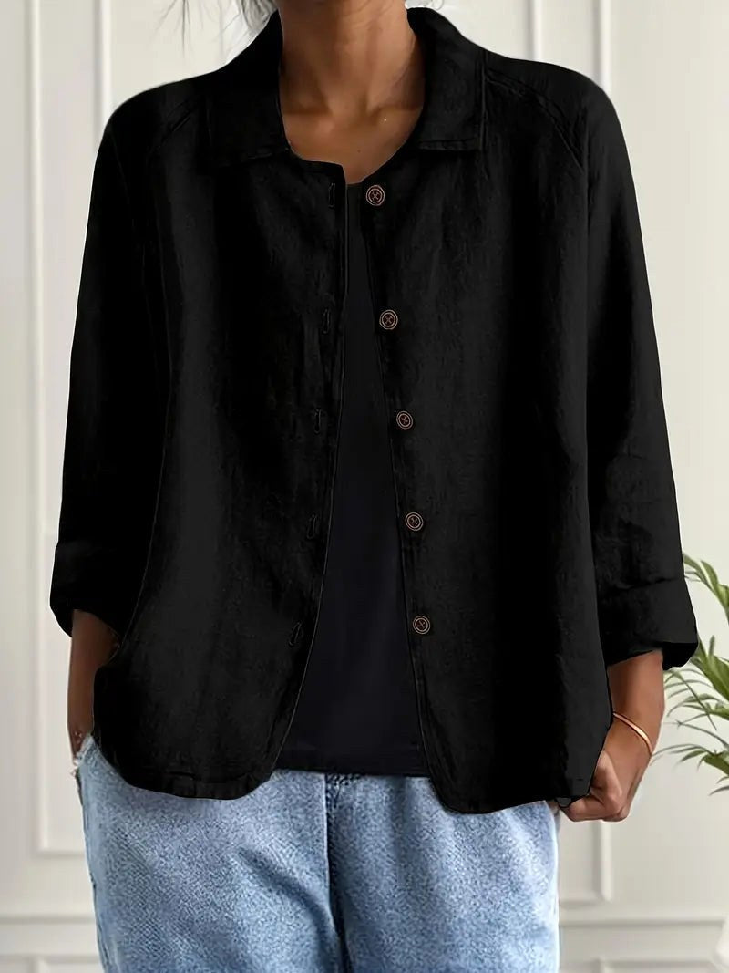 Denise | Women's Classic Light Long Sleeve Top - Black