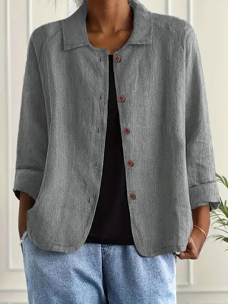 Denise | Women's Classic Light Long Sleeve Top - Light Gray