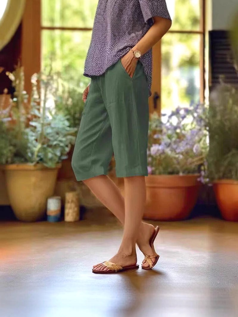 Dora | Women's Relaxed Linen Summer Shorts - Black