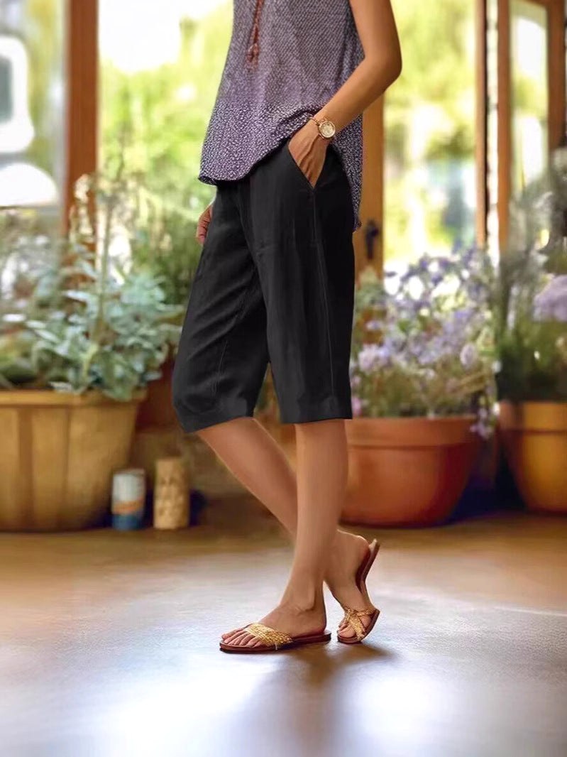 Dora | Women's Relaxed Linen Summer Shorts - Light Blue