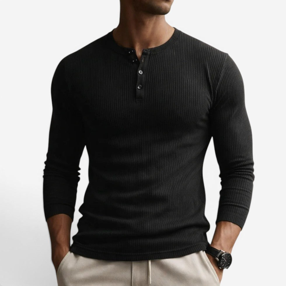 Dylan | Women's Fitted Ribbed Cotton Shirt, Button Collar Blouse | Dressific | Negro
