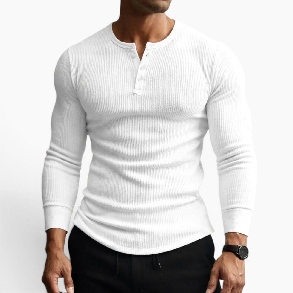 Dylan | Women's Fitted Ribbed Cotton Shirt, Button Collar Blouse | Dressific | Gris