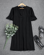 Ella | Women's Black Midi Dress, Classic Elegant Dress | Dressific
