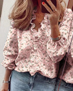 Enola | Women's Ruffled Feminine Blouse - Pink