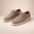 Ethan | Men's Suede Loafers with Lace-Up Fastening, Closed-Toe Loafers | Dressific | Beige