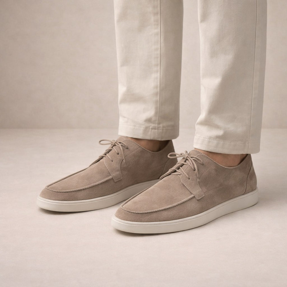 Ethan | Men's Suede Loafers with Lace-Up Fastening, Closed-Toe Loafers | Dressific | Zwart