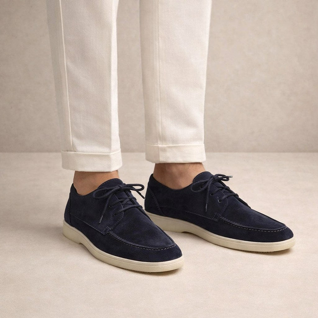 Ethan | Men's Suede Loafers with Lace-Up Fastening, Closed-Toe Loafers | Dressific