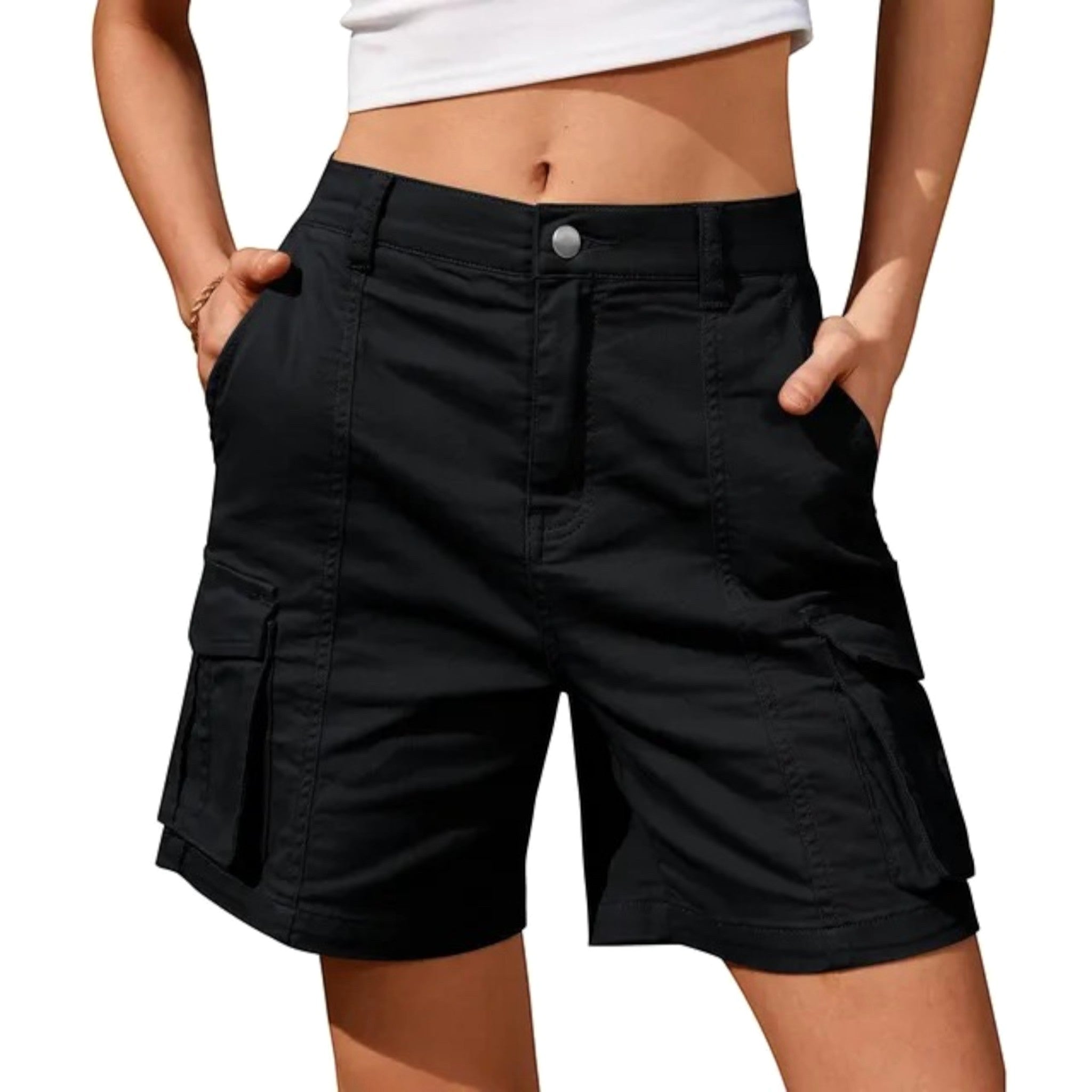 Florence | Women's Cargo Shorts with Lateral Pockets, Relaxed-Fit Shorts | Dressific