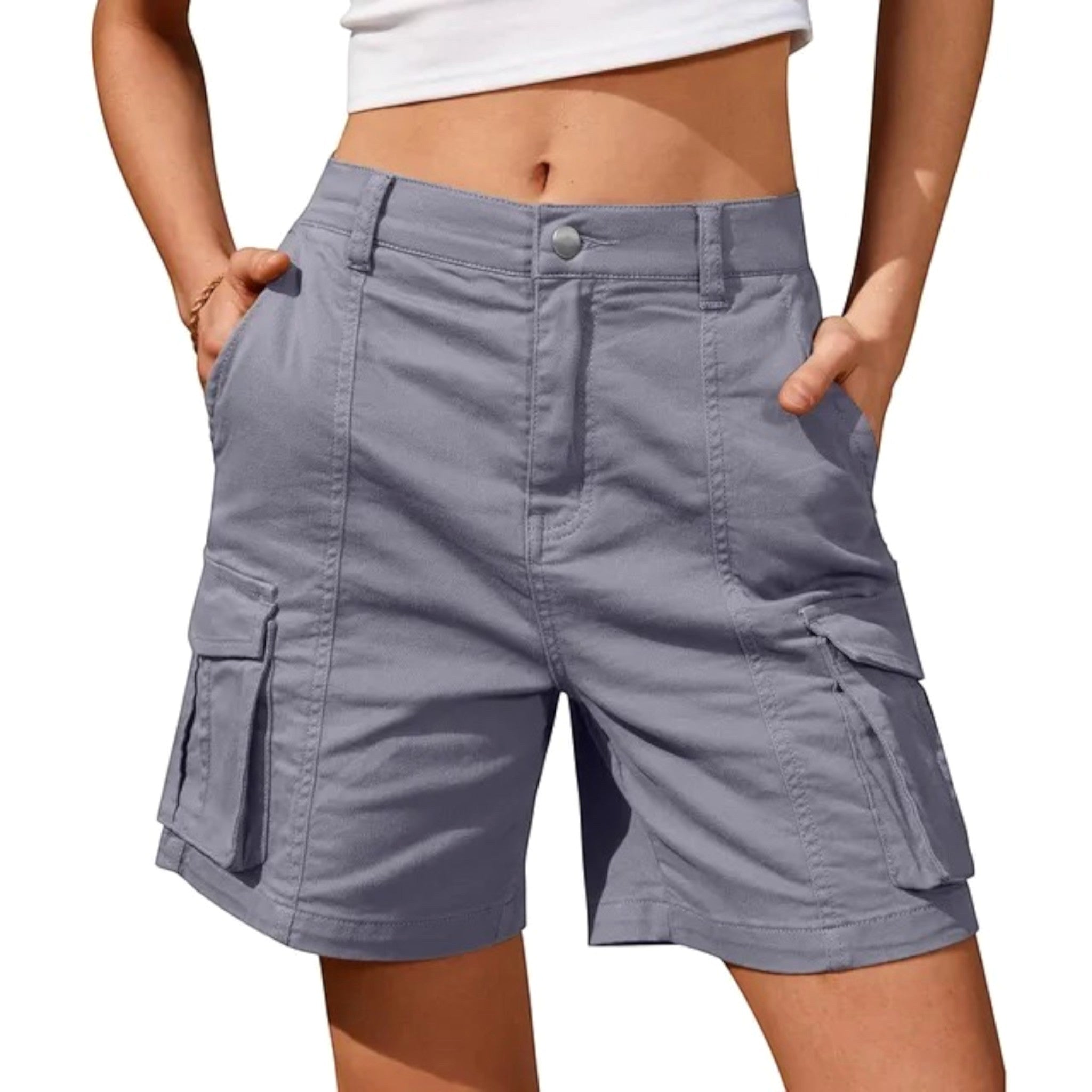 Florence | Women's Cargo Shorts with Lateral Pockets, Relaxed-Fit Shorts | Dressific