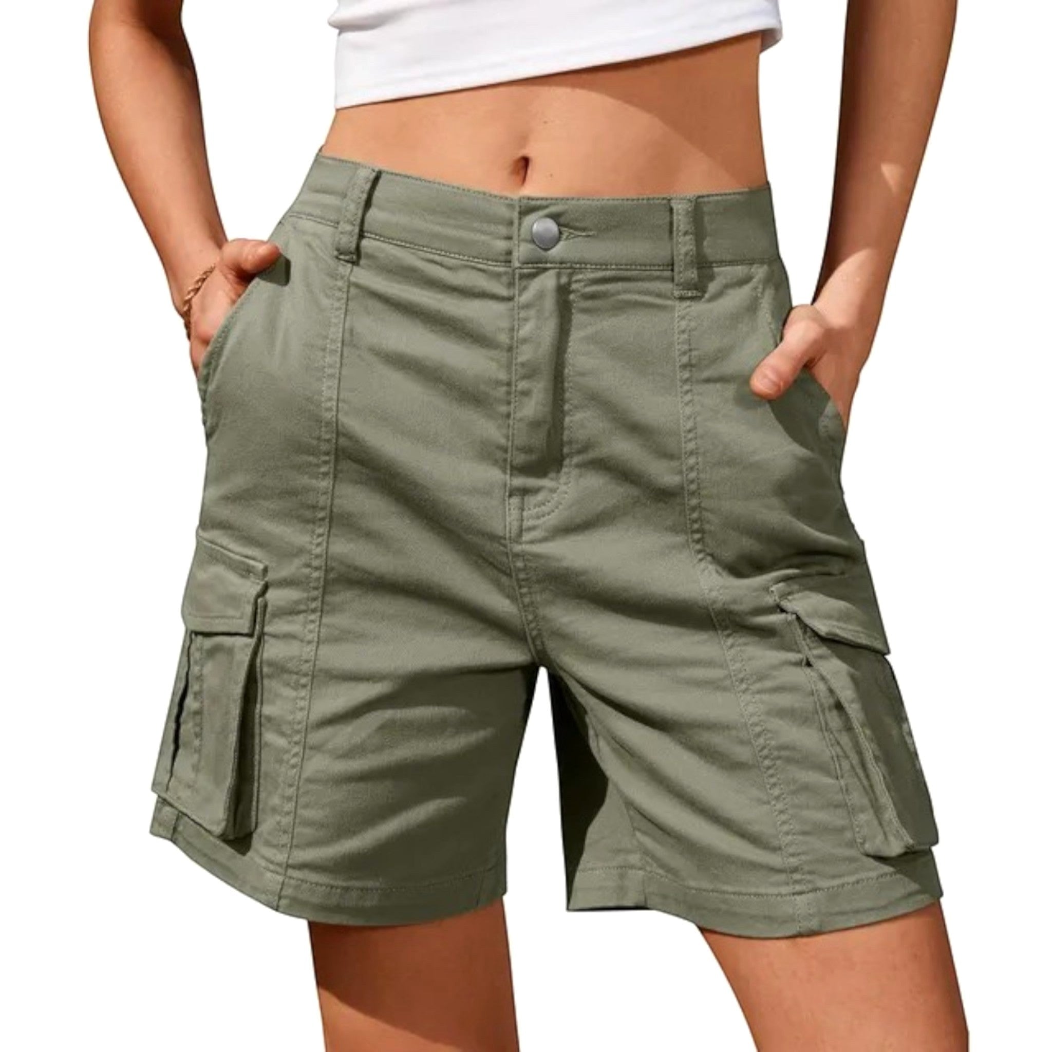 Florence | Women's Cargo Shorts with Lateral Pockets, Relaxed-Fit Shorts | Dressific