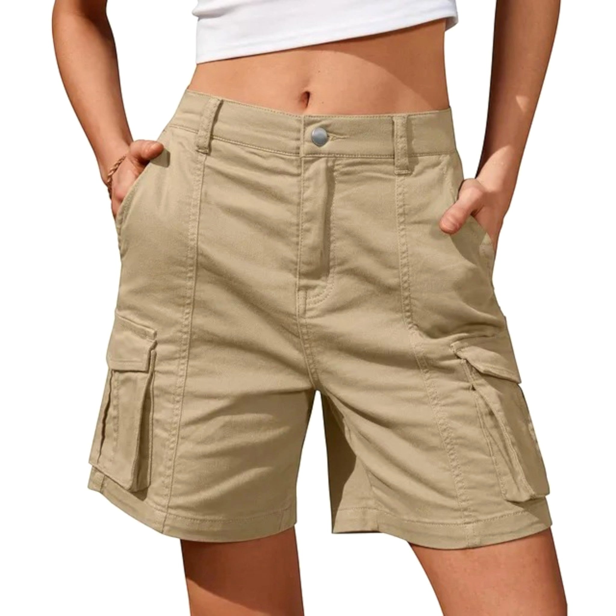 Florence | Women's Cargo Shorts with Lateral Pockets, Relaxed-Fit Shorts | Dressific