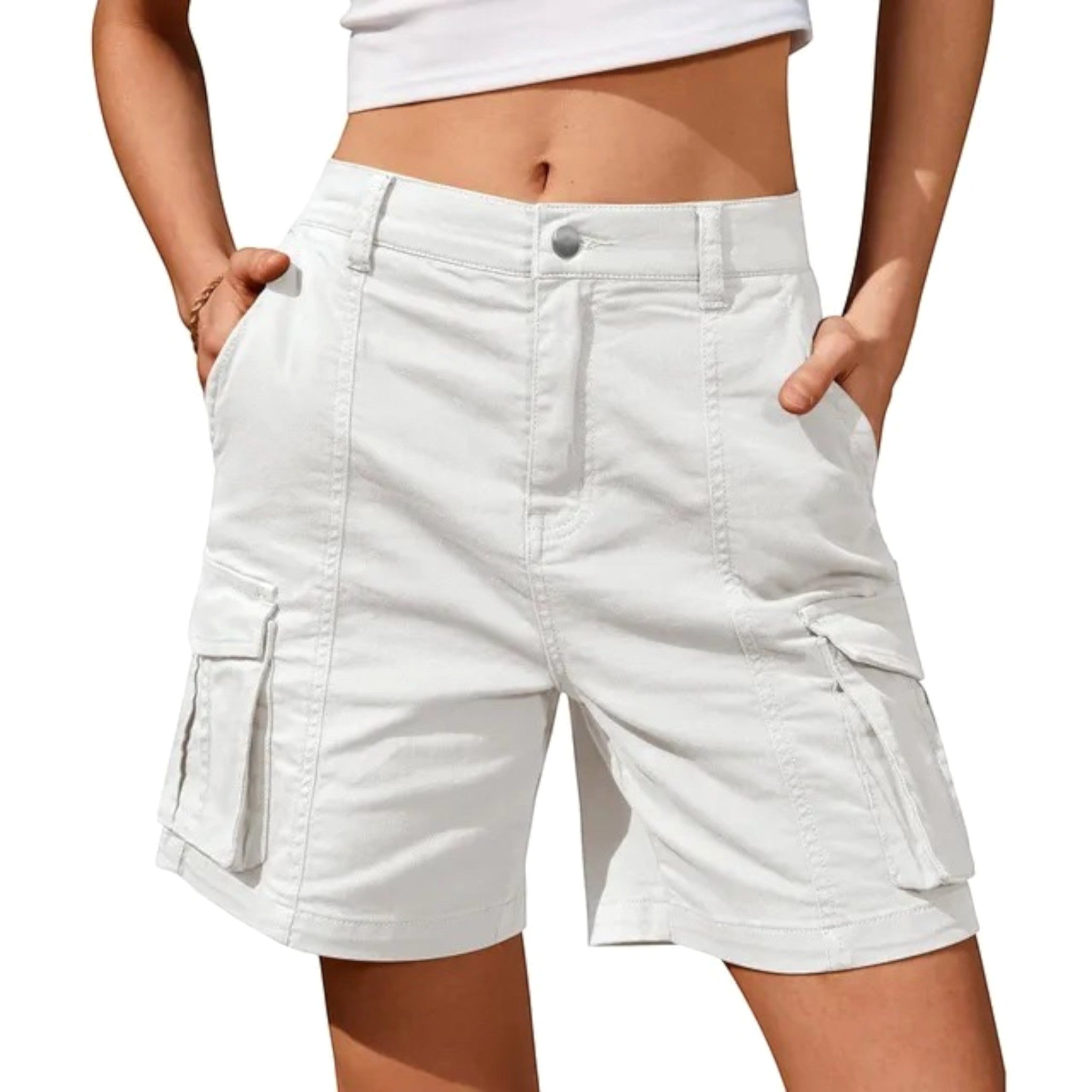 Florence | Women's Cargo Shorts with Lateral Pockets, Relaxed-Fit Shorts | Dressific