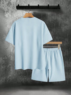 Gavin | Men's Oversized T-Shirt Shorts Set, Short-Sleeve Lounge Set | Dressific | Wit