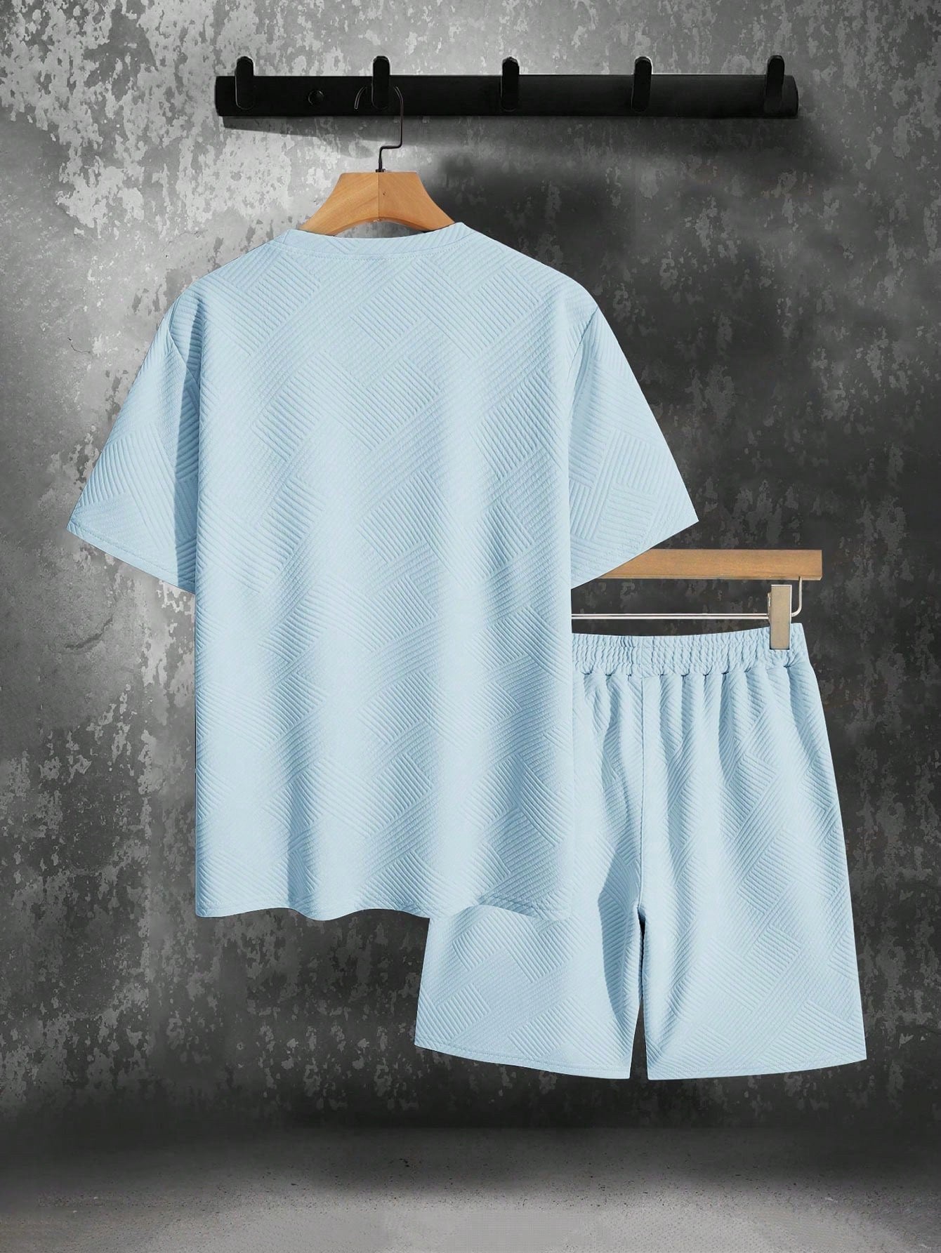 Gavin | Men's Oversized T-Shirt Shorts Set, Short-Sleeve Lounge Set | Dressific | Wit