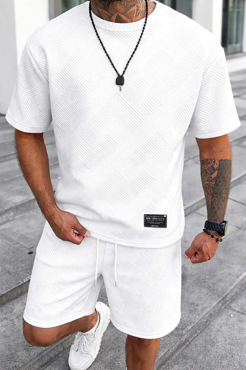 Gavin | Men's Oversized T-Shirt Shorts Set, Short-Sleeve Lounge Set | Dressific