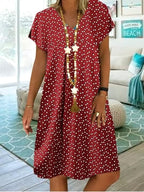 Georgia | Women's Lightweight Summer Dress, Polka Dot Midi Dress | Dressific