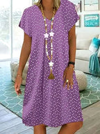 Georgia | Women's Lightweight Summer Dress, Polka Dot Midi Dress | Dressific