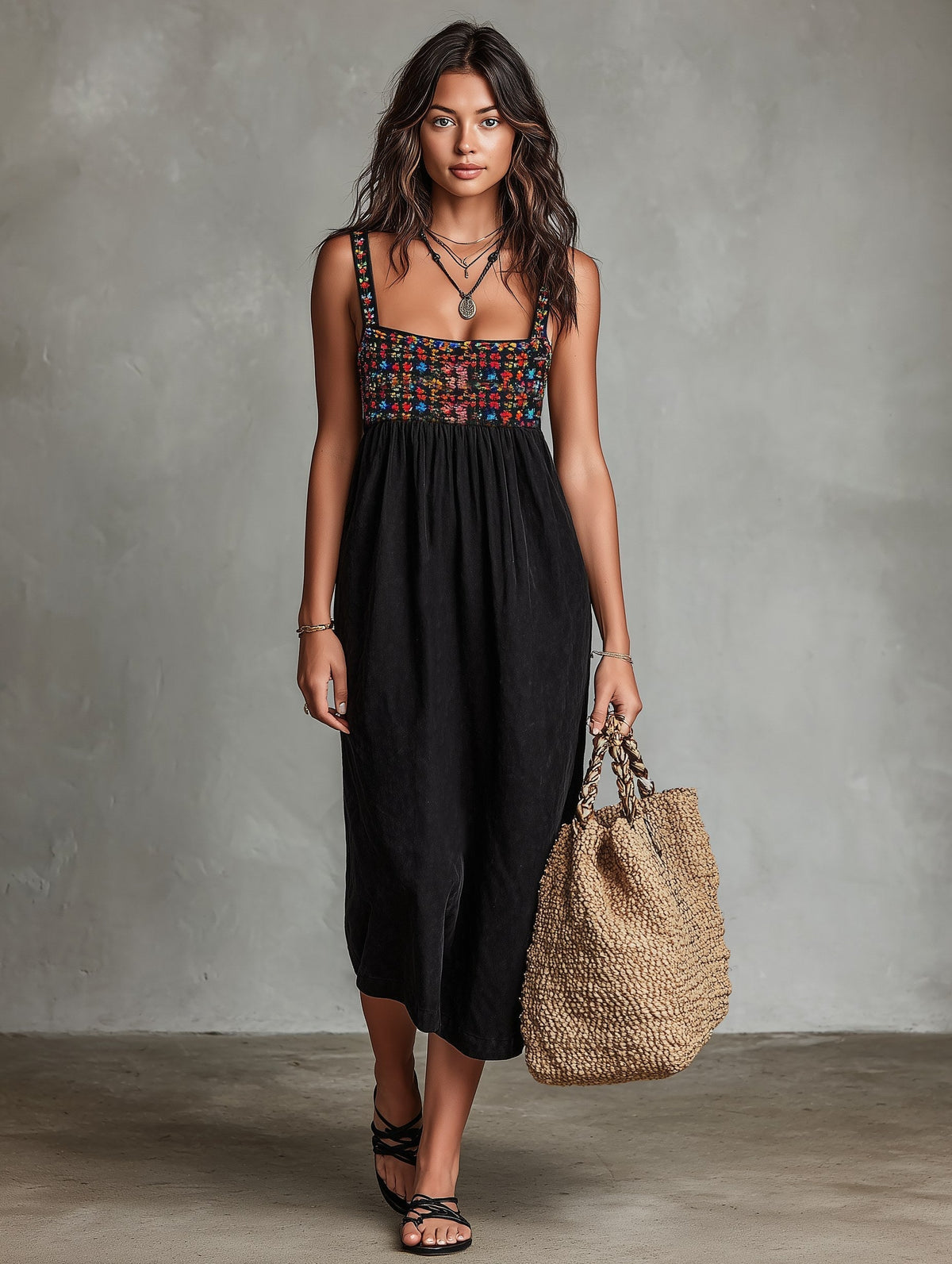 Hadley | Women's Faux Suede Embroidered Midi Dress, Flattering Summer Dress for Holidays and Everyday Wear, Flattering Summer Dress for Holidays and Everyday Wear - image 4