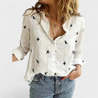 Harper | Women's Linen Button Down Shirt with Lapel Collar - White 2