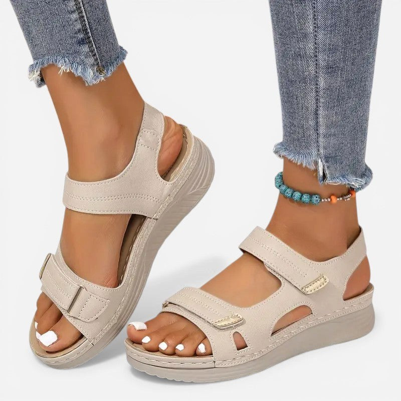 Harper | Women's Orthopaedic Slip-On Sandals, Comfortable Everyday Sandals | Dressific | Beige