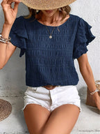 Harper | Women's Smocked Bodice Short Sleeve Top, Lightweight Summer Top for Holidays and Casual Wear, Lightweight Summer Top for Holidays and Casual Wear - image 10