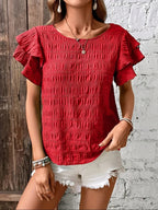Harper | Women's Smocked Bodice Short Sleeve Top, Lightweight Summer Top for Holidays and Casual Wear, Lightweight Summer Top for Holidays and Casual Wear - Black