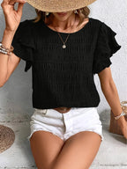 Harper | Women's Smocked Bodice Short Sleeve Top, Lightweight Summer Top for Holidays and Casual Wear, Lightweight Summer Top for Holidays and Casual Wear - image 9