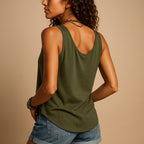 Hayley | Women's Sleeveless V-Neck Top with Button Detail, Relaxed Fit Summer Top | Dressific | Wit