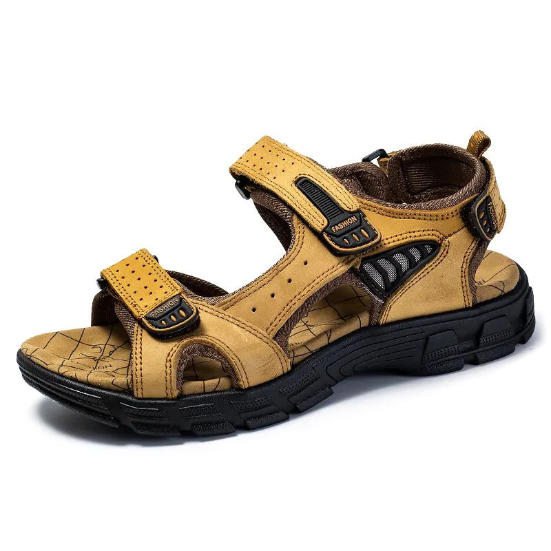 Heath | Men's Supportive Sandals with Velcro Fastening, Arch Support Sandals | Dressific | Kameel