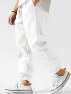 Henry | Men's Cotton Linen Joggers, Relaxed Fit Trousers | Dressific | Green