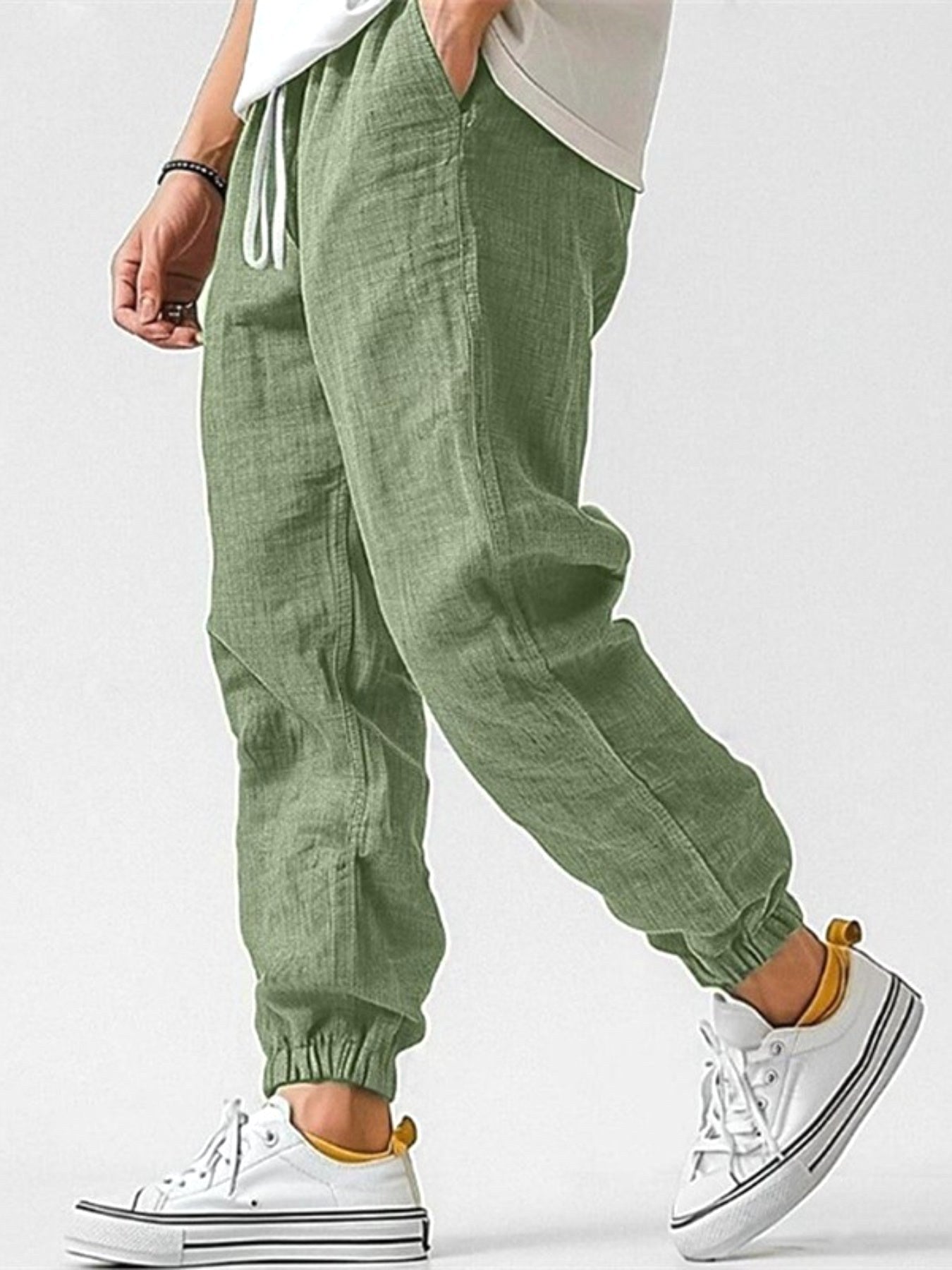 Henry | Men's Cotton Linen Joggers, Relaxed Fit Trousers | Dressific | Black