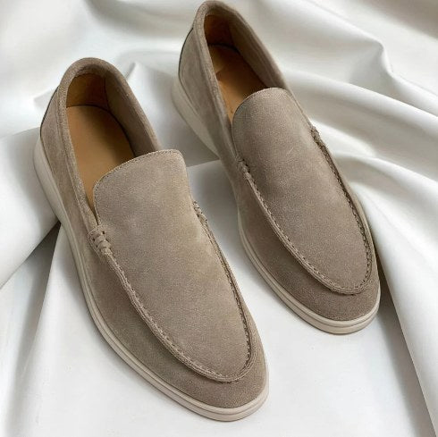Hudson | Men's Suede-Effect Slip-On Loafers, Refined Everyday Shoes | Dressific | Beige