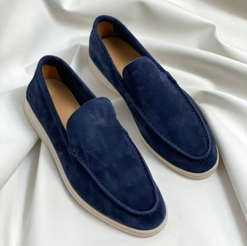 Hudson | Men's Suede-Effect Slip-On Loafers, Refined Everyday Shoes | Dressific | Azul