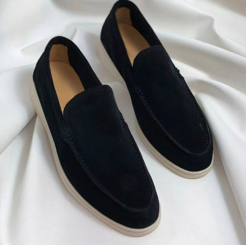 Hudson | Men's Suede-Effect Slip-On Loafers, Refined Everyday Shoes | Dressific | Negro