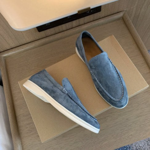 Hudson | Men's Suede-Effect Slip-On Loafers, Refined Everyday Shoes | Dressific | Azul claro