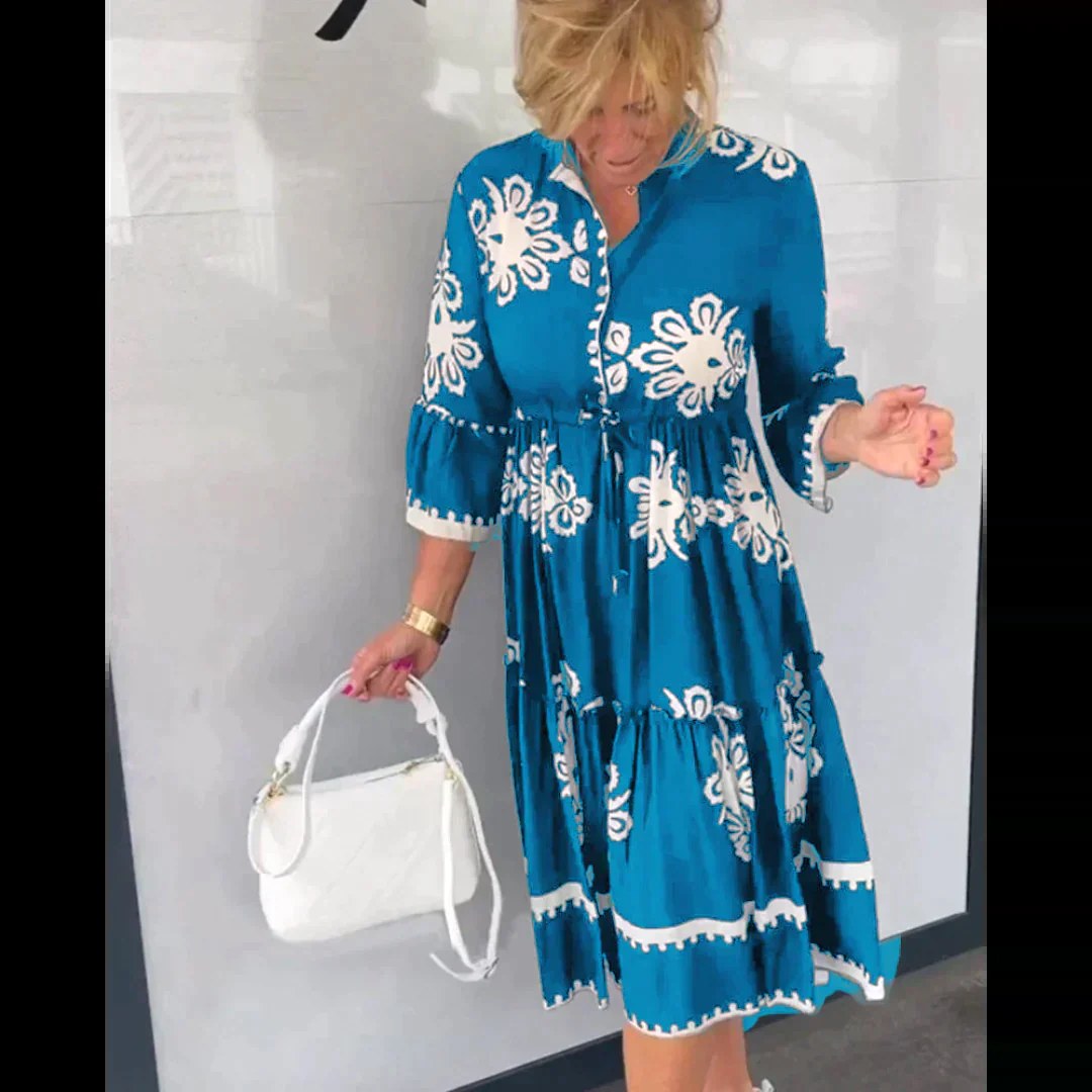 Imogen | Women's Floral Print Midi Dress, Elegant Summer Dress | Dressific