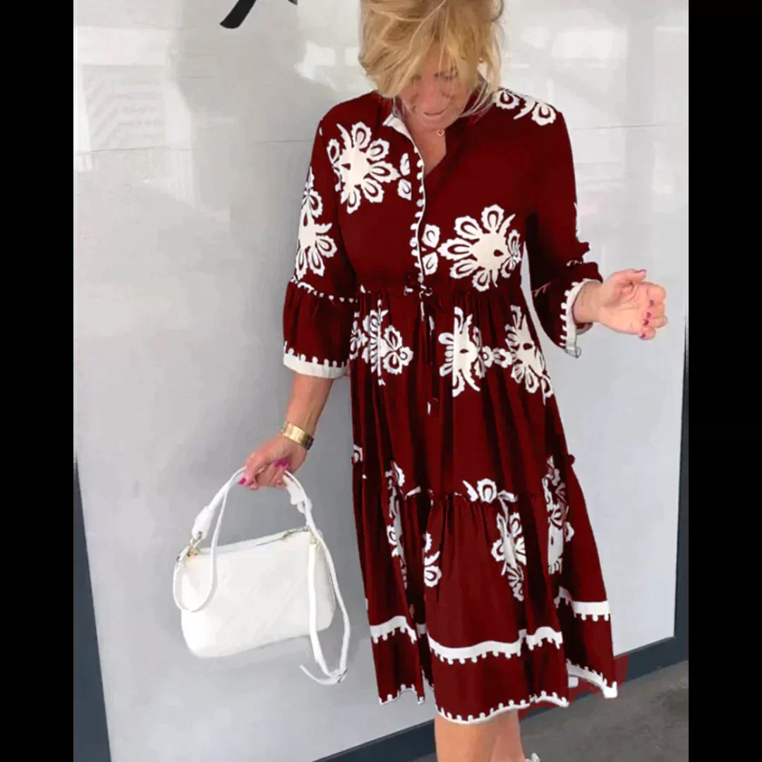 Imogen | Women's Floral Print Midi Dress, Elegant Summer Dress | Dressific