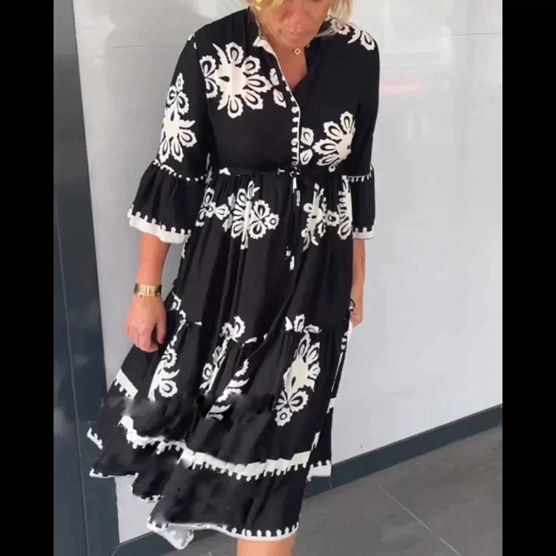 Imogen | Women's Floral Print Midi Dress, Elegant Summer Dress | Dressific