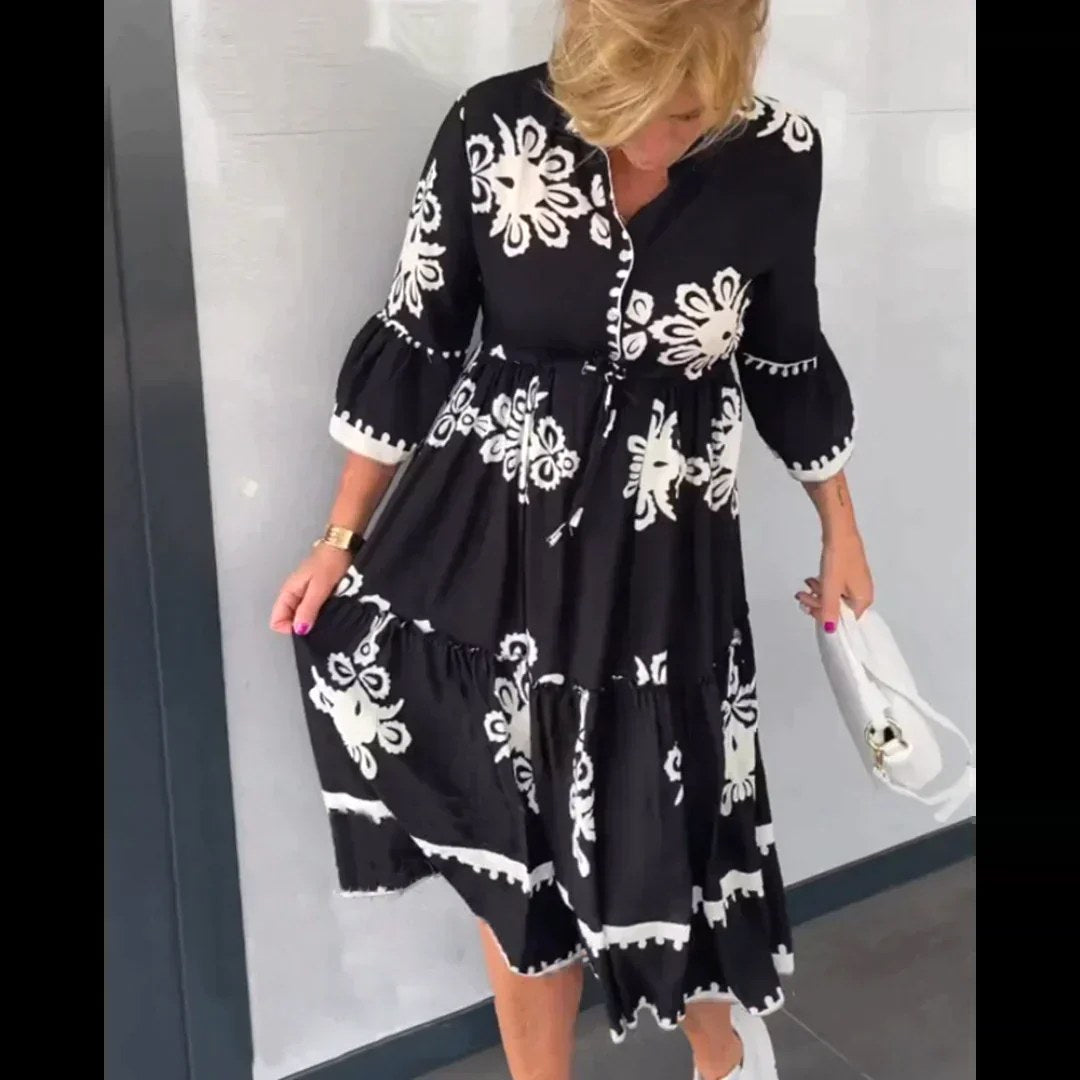 Imogen | Women's Floral Print Midi Dress, Elegant Summer Dress | Dressific