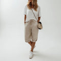 Jade | Women's Cotton Bermuda Shorts, Relaxed-Fit Warm-Weather Shorts | Dressific | Lichtblauw