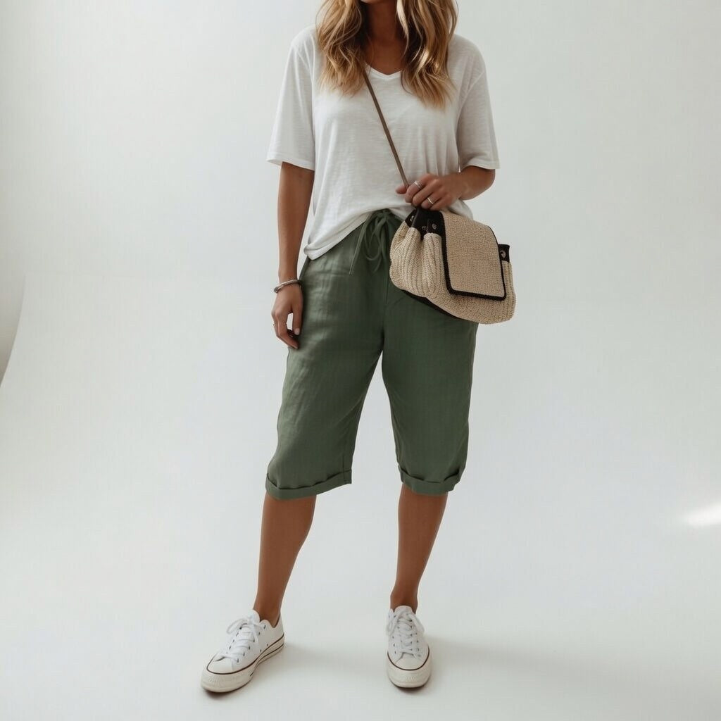 Jade | Women's Cotton Bermuda Shorts, Relaxed-Fit Warm-Weather Shorts | Dressific | Zwart
