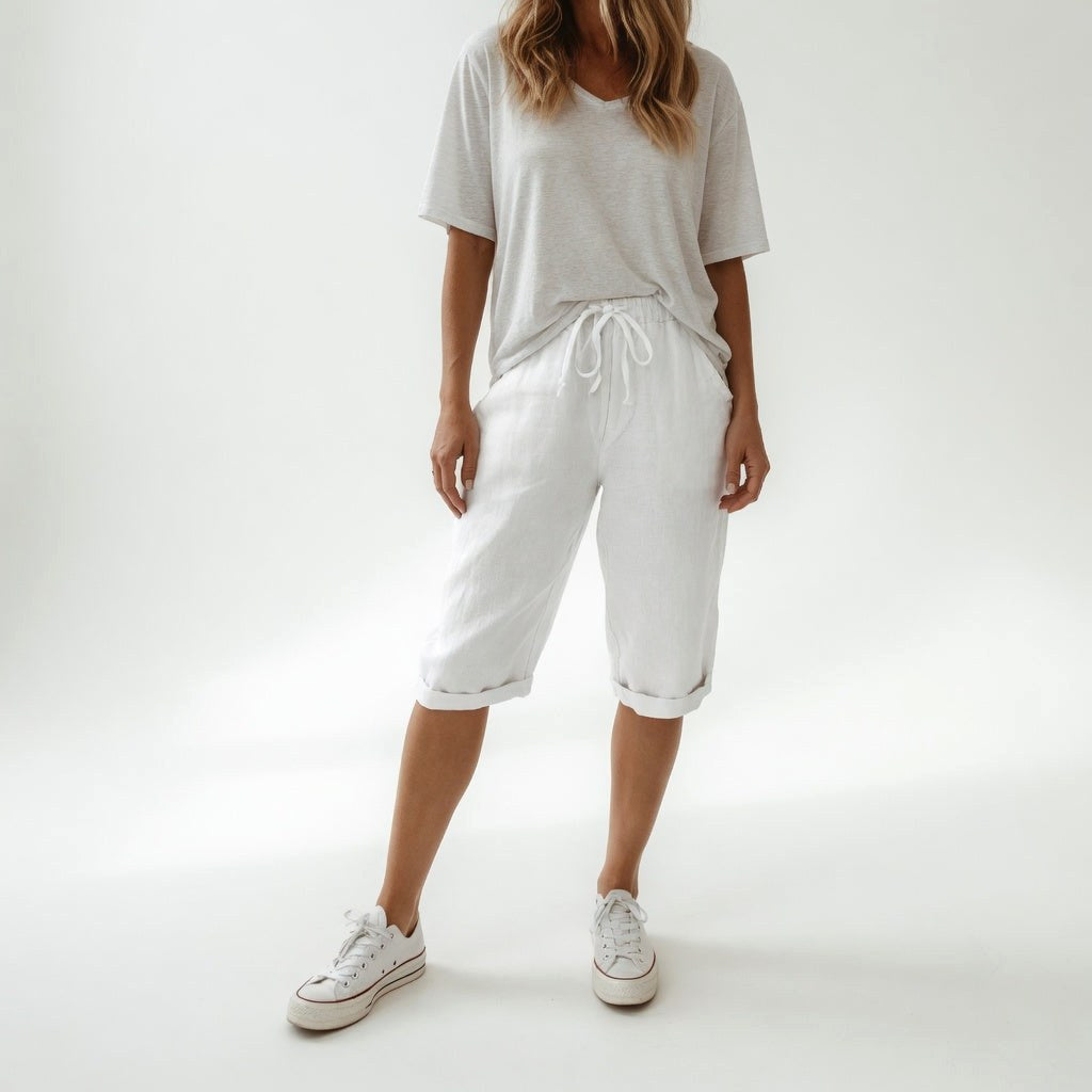 Jade | Women's Cotton Bermuda Shorts, Relaxed-Fit Warm-Weather Shorts | Dressific | Rood oranje