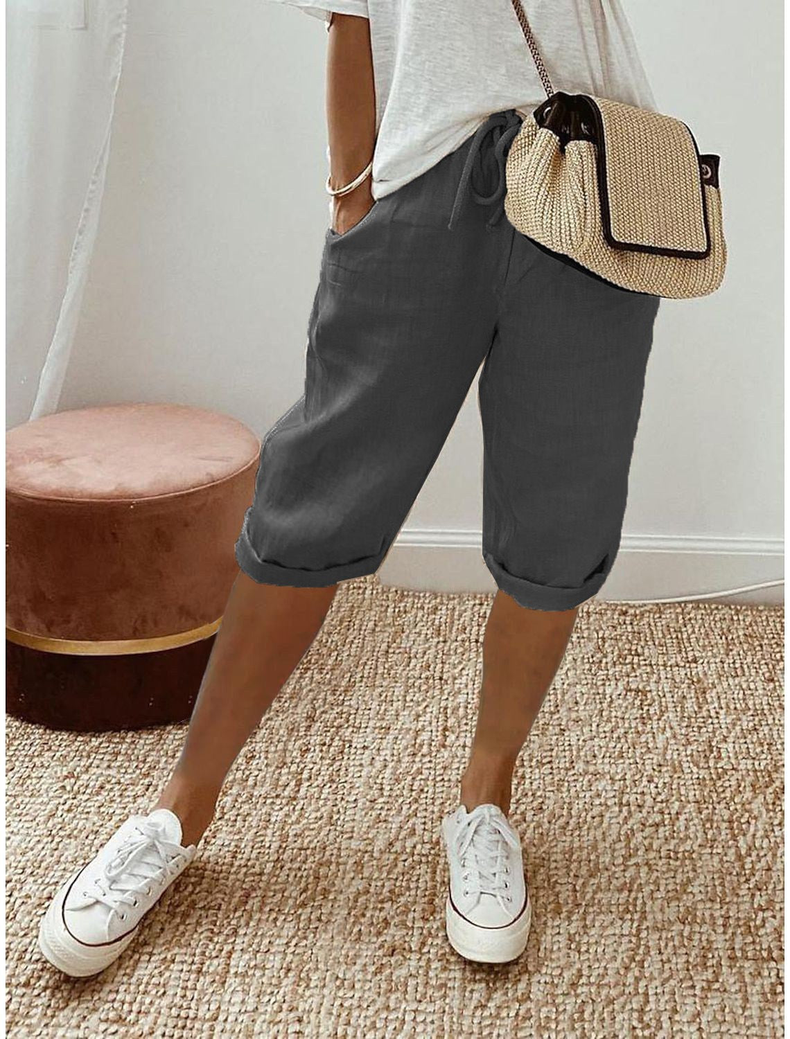 Jade | Women's Cotton Bermuda Shorts, Relaxed-Fit Warm-Weather Shorts | Dressific | Abrikoos