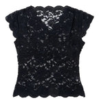 Jasmine | Women's Fitted Lace Top with V-Neckline, Short Sleeve Blouse | Dressific