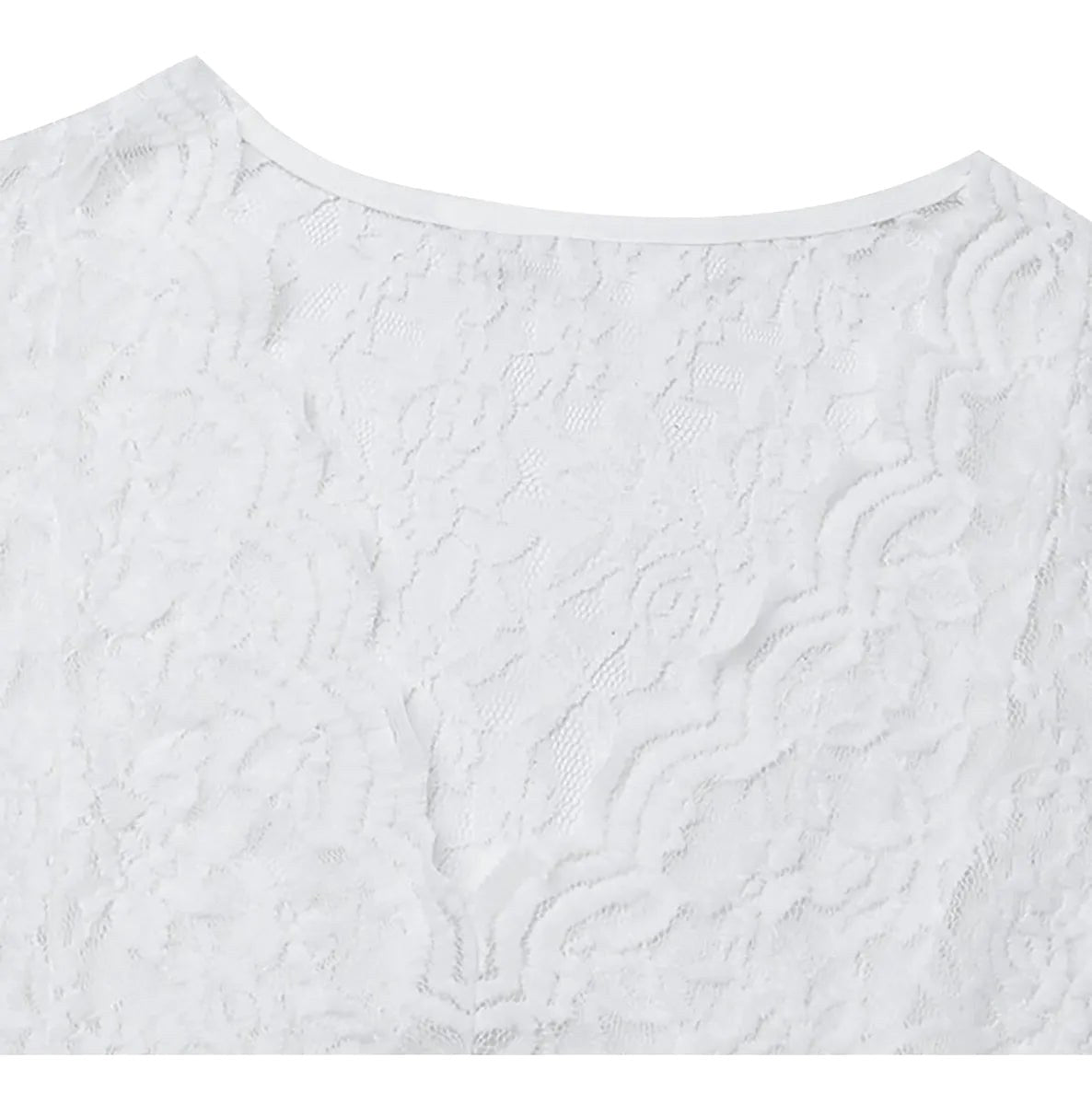 Jasmine | Women's Fitted Lace Top with V-Neckline, Short Sleeve Blouse | Dressific | Geel
