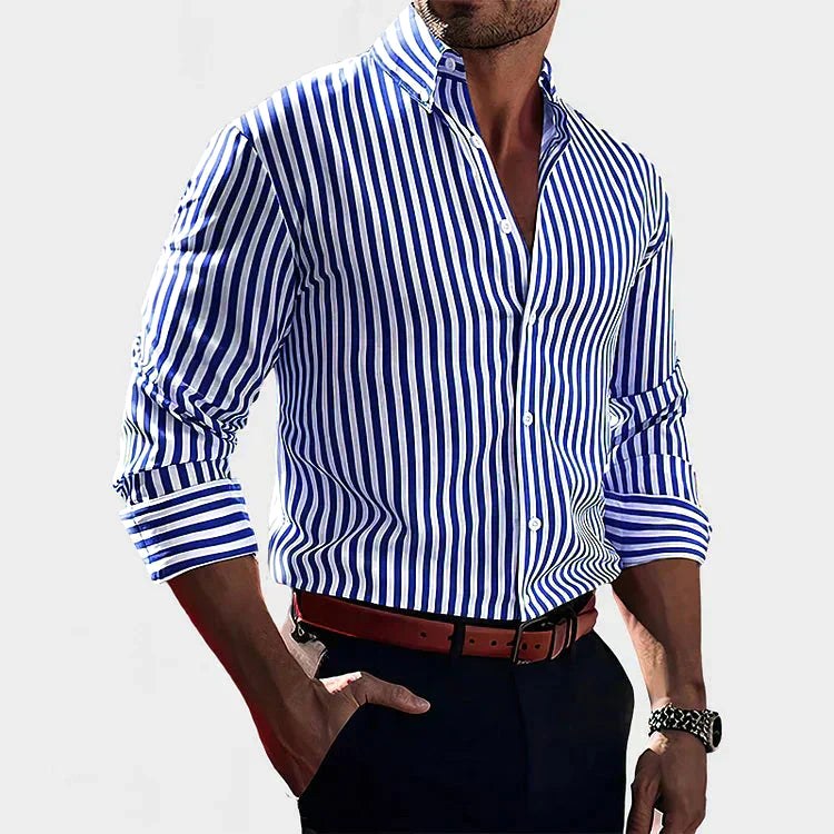 Jasper | Women's Striped Shirt, Vertical Stripe Classic Blouse | Dressific